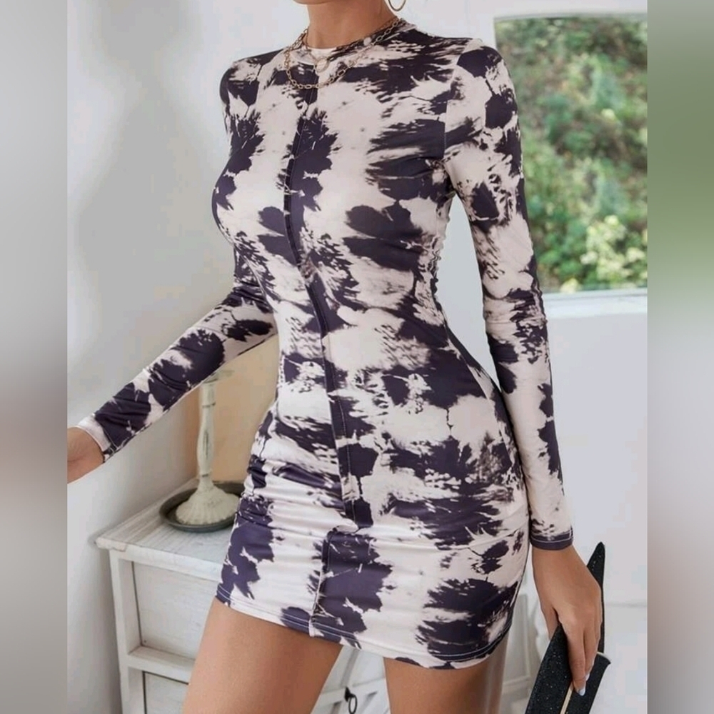 𝅺women's Tie Dye Bodycon Dress Medium